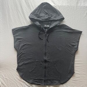 VICTORIA'S SECRET VSX Sport Grey Mesh HOODIE JACKET ZIP UP Short Sleeve Large
